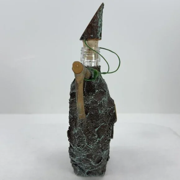 Vintage Austrian Decanter Glass Bottle Scenic Linz Tree Bark Design Cork Stopper - Picture 5 of 12